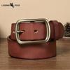 Retro Versatile Pleated Copper Buckle Belt Men's Genuine Leather Trend Pin Buckle Pure Leather Pants Belt