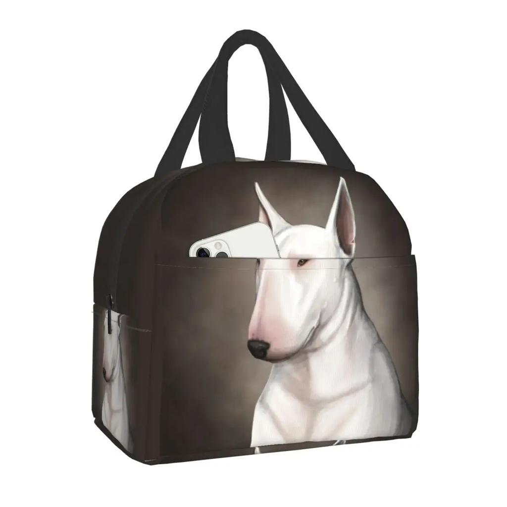Bull Terrier Dog In Floral Lunch Box Women Multifunction Thermal Cooler Warm Food Insulated Lunch Bag For Kids School Children