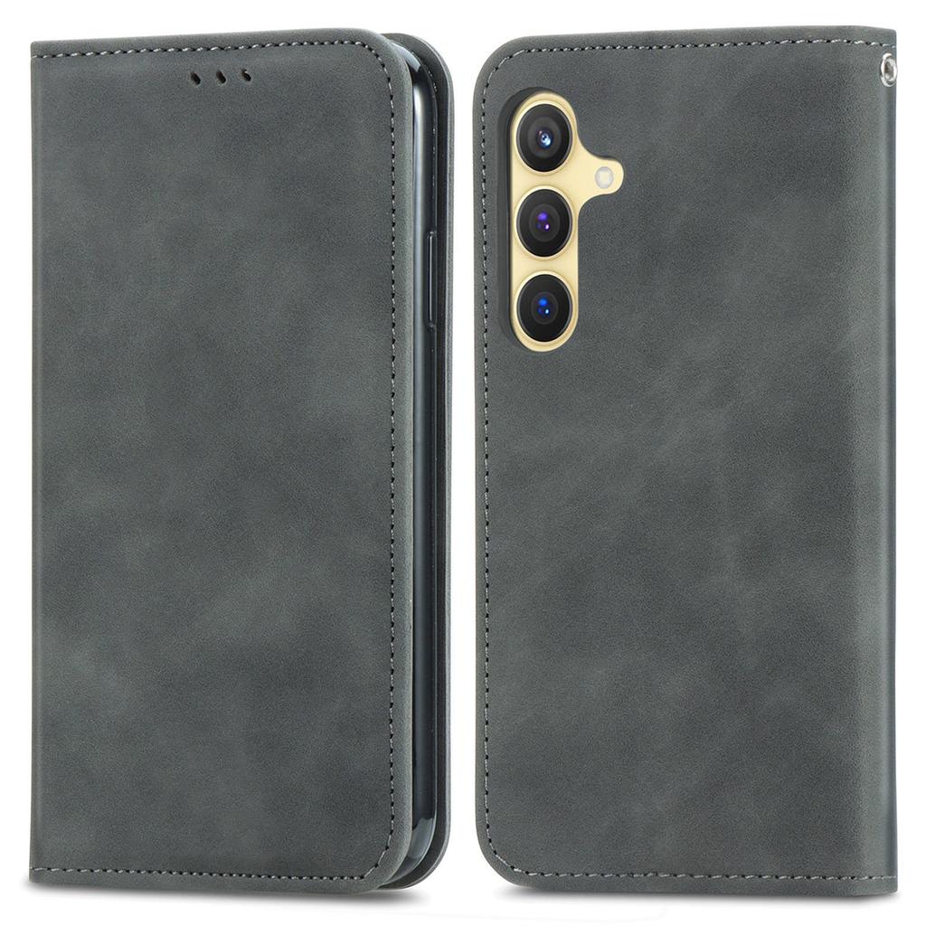 For Samsung Galaxy S24+ Cell Phone Cases Skin-touch Leather Magnetic Adsorption Cover