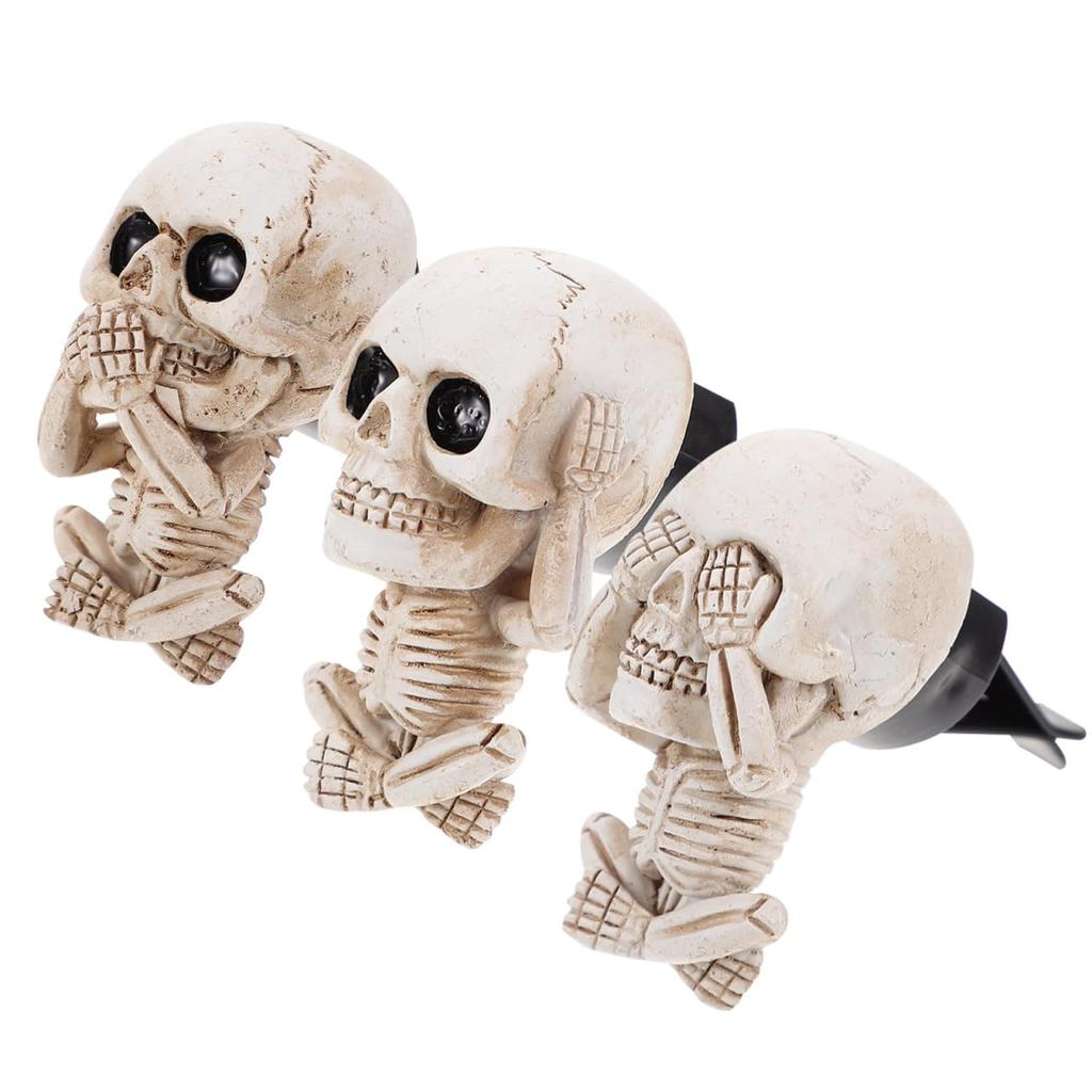 LIFKOME 3pcs Skull Ghost Head Ornaments Car Perfume Clip Car