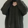 MOIFAIRE Wool  KNIT MUFFLER / CHARCOAL