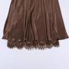 2026 European American Satin Lace Patchwork Slit Skirt