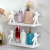 Human Shape Guardrail Wall Mounted Hooks No Drill Kitchen Bathroom Organizer Storage Shelf for Towel Sponge Holder