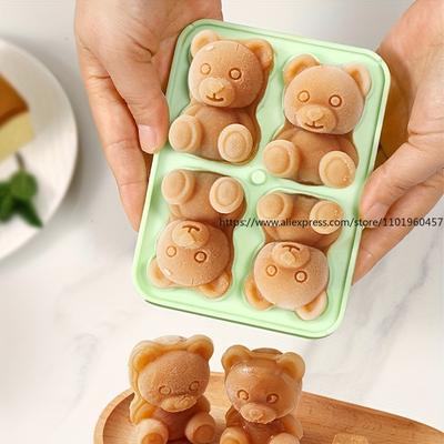 1 pz. Vassoio per cubetti di ghiaccio a forma di orsetto di peluche, flessibile, in silicone alimentare, per congelatore