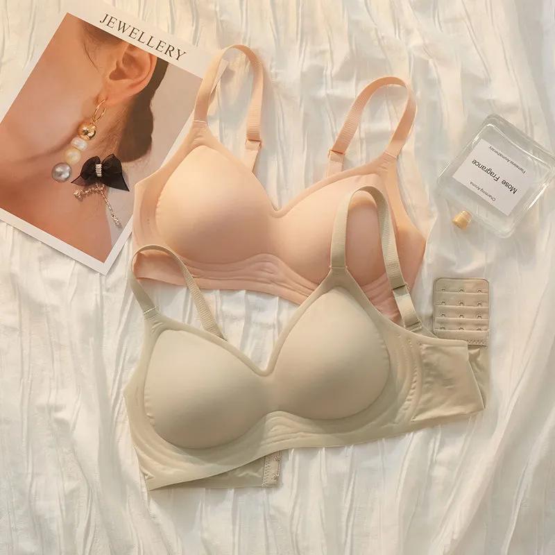 Ice Silk Seamless Soft Support Beautiful Back Underwear Women's No Steel Ring Gathering Side Collection Breast Summer Thin Fixed Cup Bra