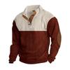 Herren Casual Corduroy Farbblock Kapuzenpullover mit Stehkragen und Knöpfen - Herbstkollektion 2025