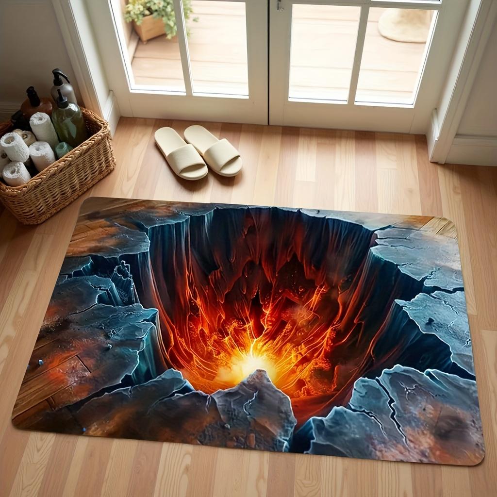 Volcanic Lava Pattern Area Rug - Creative Magma Decorative Floor Mat for Living Room, Bedroom