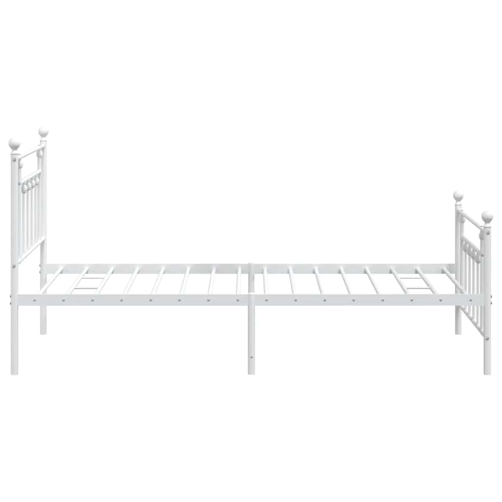 Metal Bed Frame with Headboard and Footboard White 100 x 200 cm