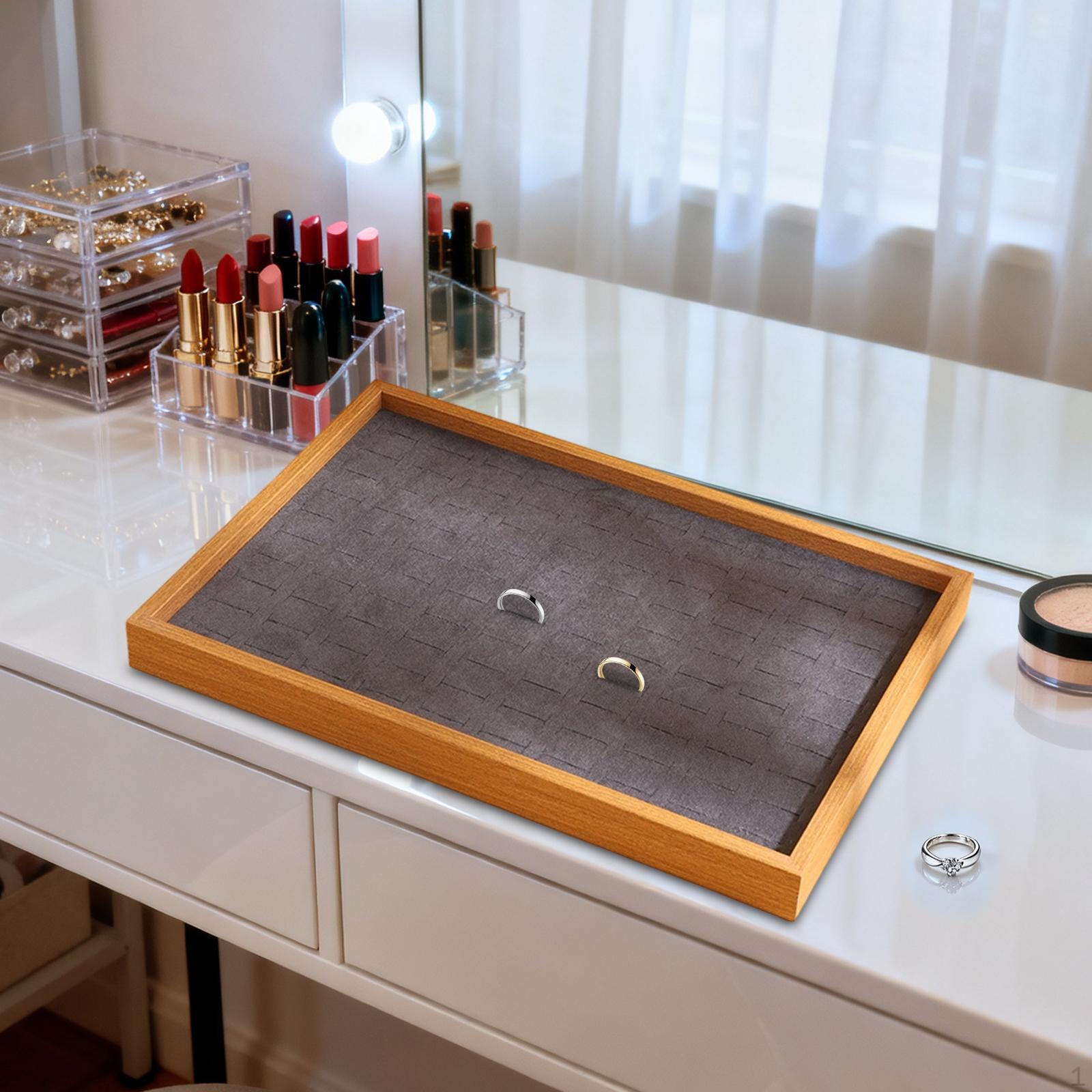 Display Tray Organizer Portable Large Capacity Gifts Versatile Storage Case Wood Ornament Daughter Gray