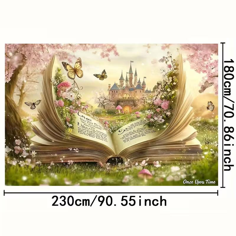 2D Fairy Tale Book Castle Backdrop Magic Forest Photography Background