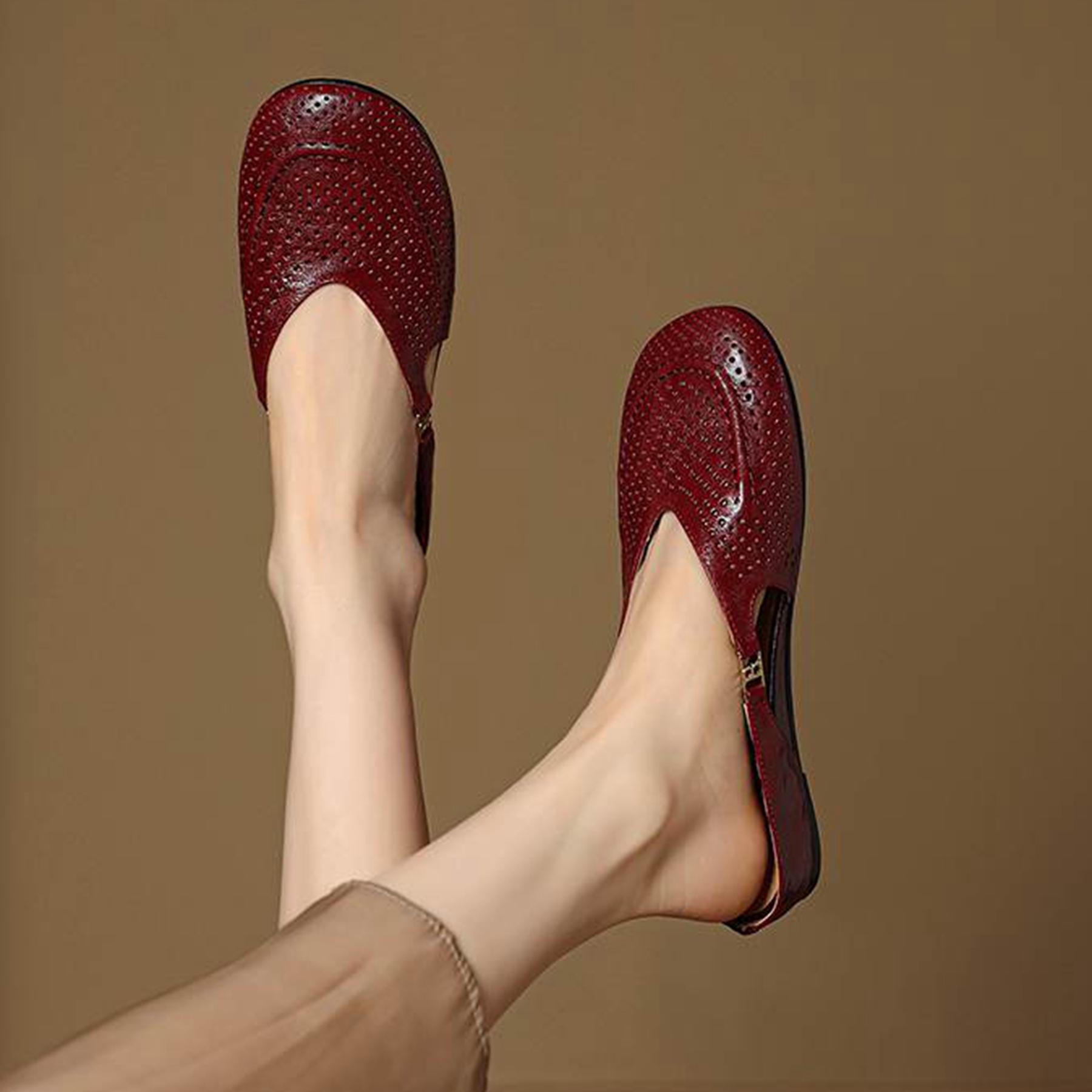 

Krazing Pot SheepSkin Mules Round Toe Size 42 Low Heels Slip on Light Shoes Increased Hollow Style Pumps 34 слонова кістка