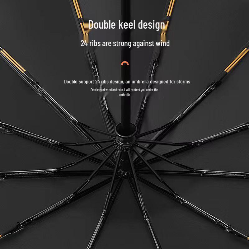 24-Rib Automatic Folding Umbrella: High-End, Large, UV Protection for All Weather