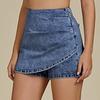 Denim Skorts for Women High Waisted Faux Wrap Short Skirt