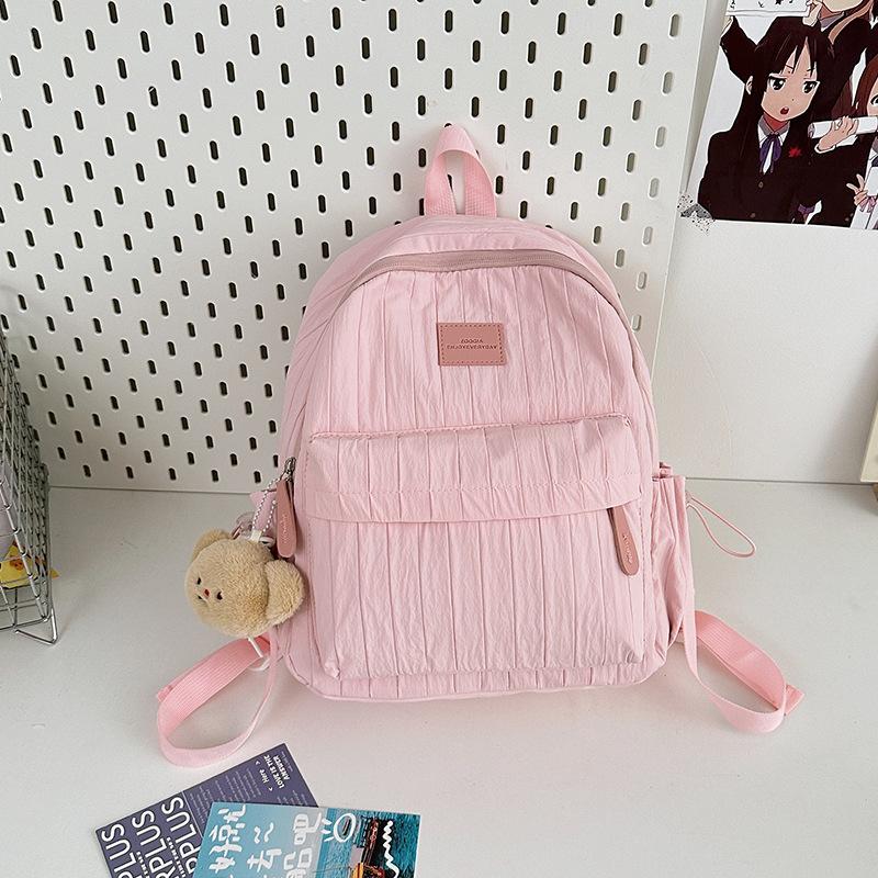 Schoolbag Solid Color Backpack 1011 New Junior High School Girls High School College Students School Bag Women Travel Lightweight Small Backpack