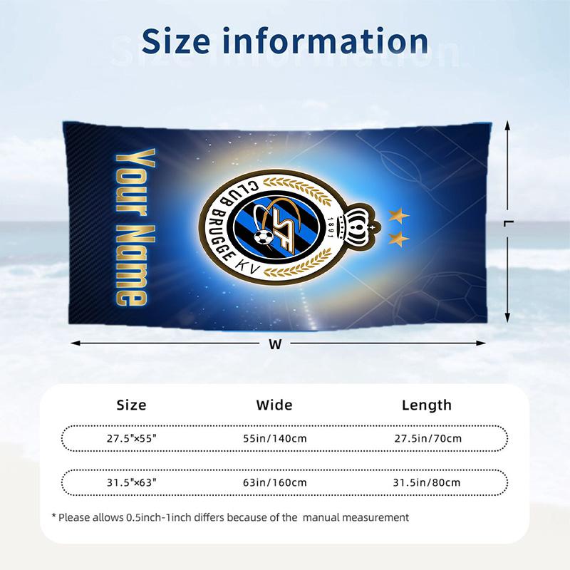 Beach Towel Custom Name Text, Quick Dry Large Towel For Beach HomeClub Brugge FC