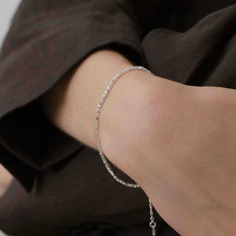 

NORMALLEE [Silver 925] Glitter Pebble Bracelet 14K Gold Plated