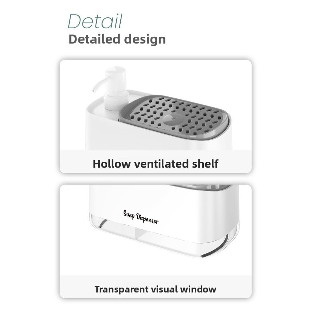 Dish Soap Dispenser with Sponge Holder 2 In 1 Kitchen Organizer Saves Counter Space Liquid Soap Pump and Sponge