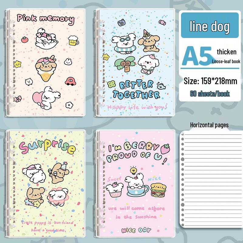 Милый мультяшный пес, 3-кольцевой скоросшиватель формата А5 с водонепроницаемой обложкой