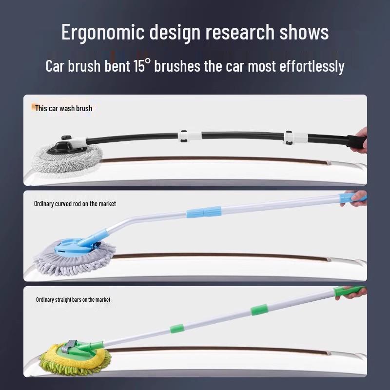 Retractable Bendable Car Wash Mop with Soft Anti-Scratch Bristles