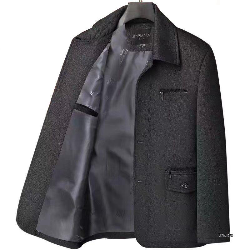 Men's Autumn/Winter Cotton-Padded Casual Jacket for Ages 50-70