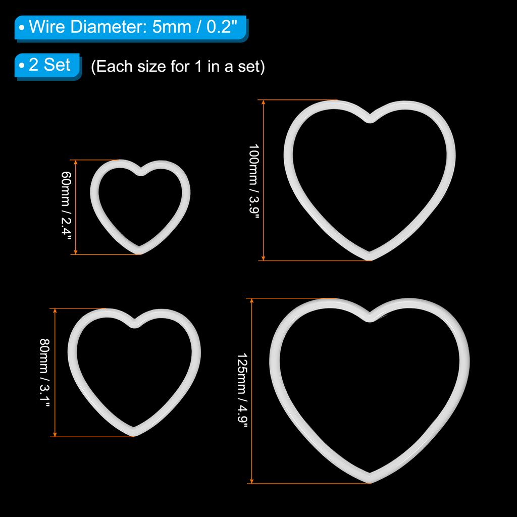 Traumfänger Ringe Set, 4 Größen Kunststoff Herzform Makramee Kranz Reifen für Zuhause Auto DIY Basteln Hochzeit, Weiß