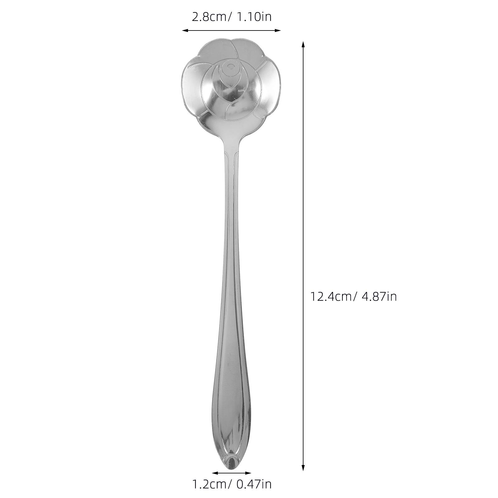 3Pcs Stainless Steel Rose Flower Spoons Dessert Cocktail Juice Coffee Milk Mixing Spoon Portable Lightweight Flower Spoon