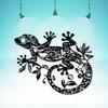 Vintage Floral Gecko Metal Wall Art 2D Flat Durable Iron Garden Patio Decor Thanksgiving Harvest Gift for Reptile Lovers Outdoor Home Lizard Ornament