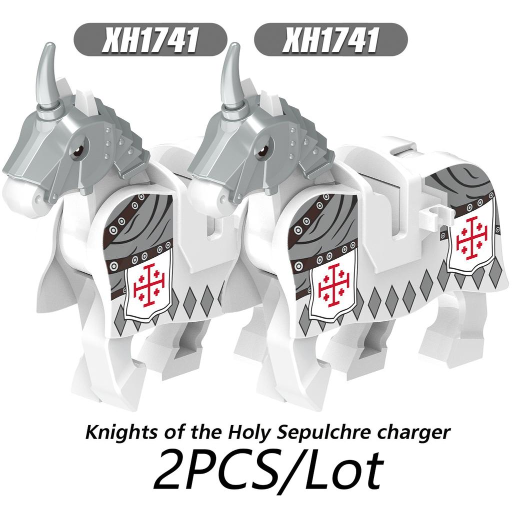 MOC Medeival Knights Horse Building Blocks Crow Wolf Warhorse Eagle Lion Green Dragon Warrior Bricks Toys Kids Gift