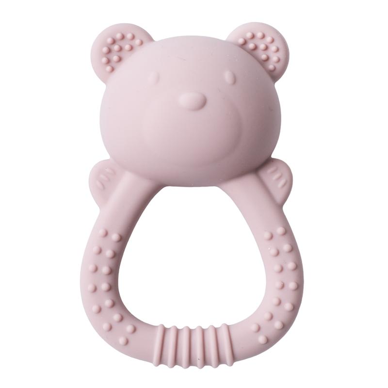 Silicone Teether For Babies Food-Grade Teething Toy Rattle 0-12 Months Baby Sensory Toy Bear Hand Bell Silicone Teething Toy