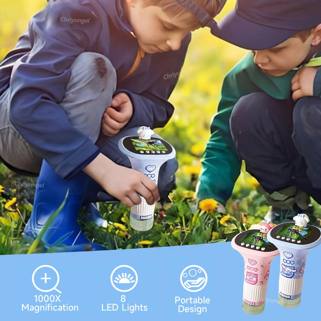 Chriyungel 1000X Handheld Digital Microscope for Kids STEM Science Toy with LED Light for Po Video Educational Toys Gift