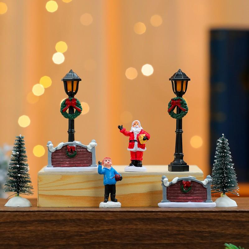 Christmas Desktop Scene Decoration Set Resin Figurines Xmas Ornaments Small