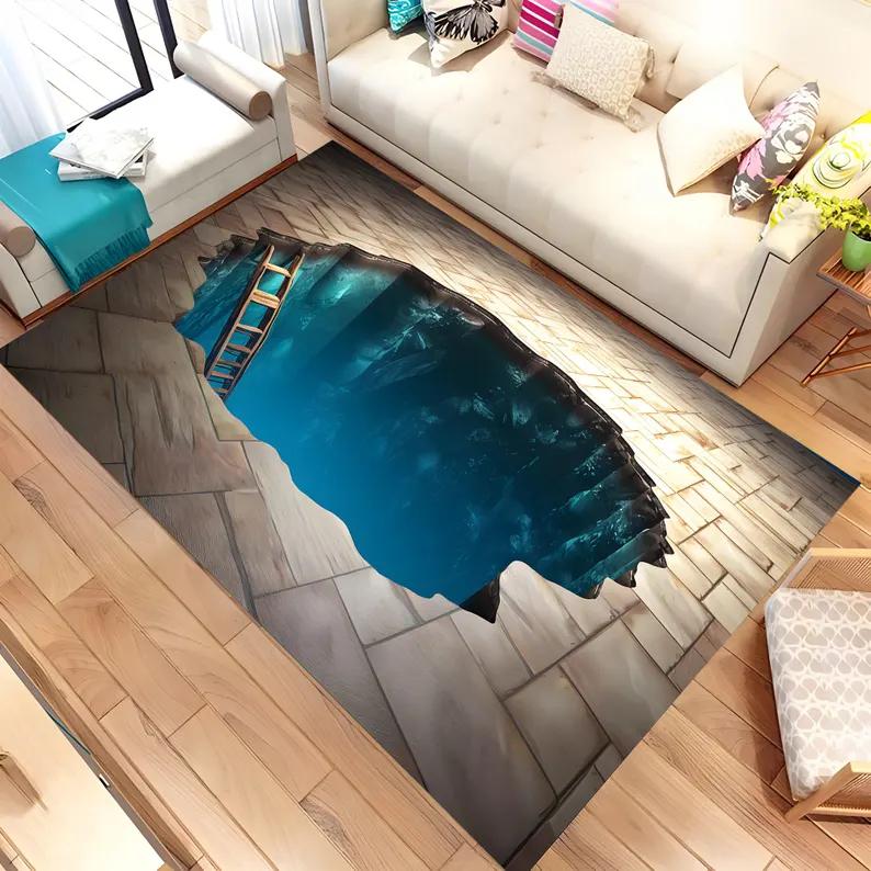 3D Vortex Rug Illusion Rug Optical Illusion Rug Popular Home Decor Area Rugs Aesthetic Rug Rugs Living Room Housewarming Gift