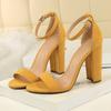 Fashion 2024 Summer Plus Size 34-43 Woman 9.5cm High Heels Sandals Classic Block Platform Pumps Lady Chunky Burgundy Yellow Nude Shoes