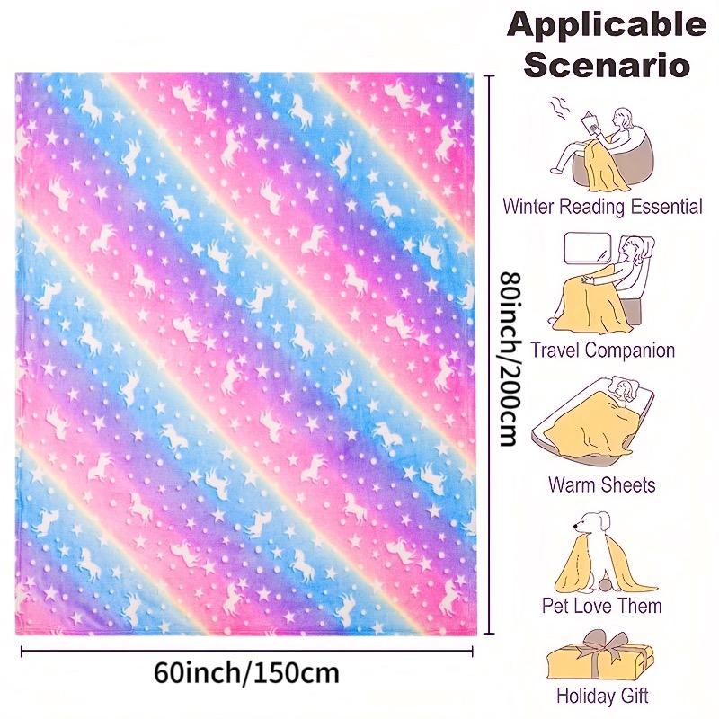 

Детское светящееся одеяло, удобное и мягкое фланелевое одеяло, подходящее для диван-кроватей, школ, радужные единороги 30x40in