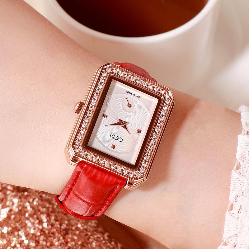 Diamond-Encrusted Square Women'S Belt Watch Waterproof Fashion Casual Women'S Watch