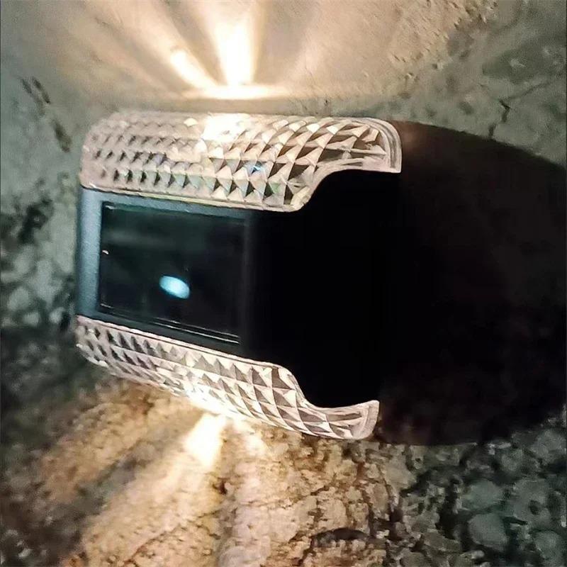 Warm White & White Light Outdoor Solar Wall Lamp Garden Landscape Lighting Courtyard Corridor Walkway Step Deck Stairs LED Night Iight Christmas Decor