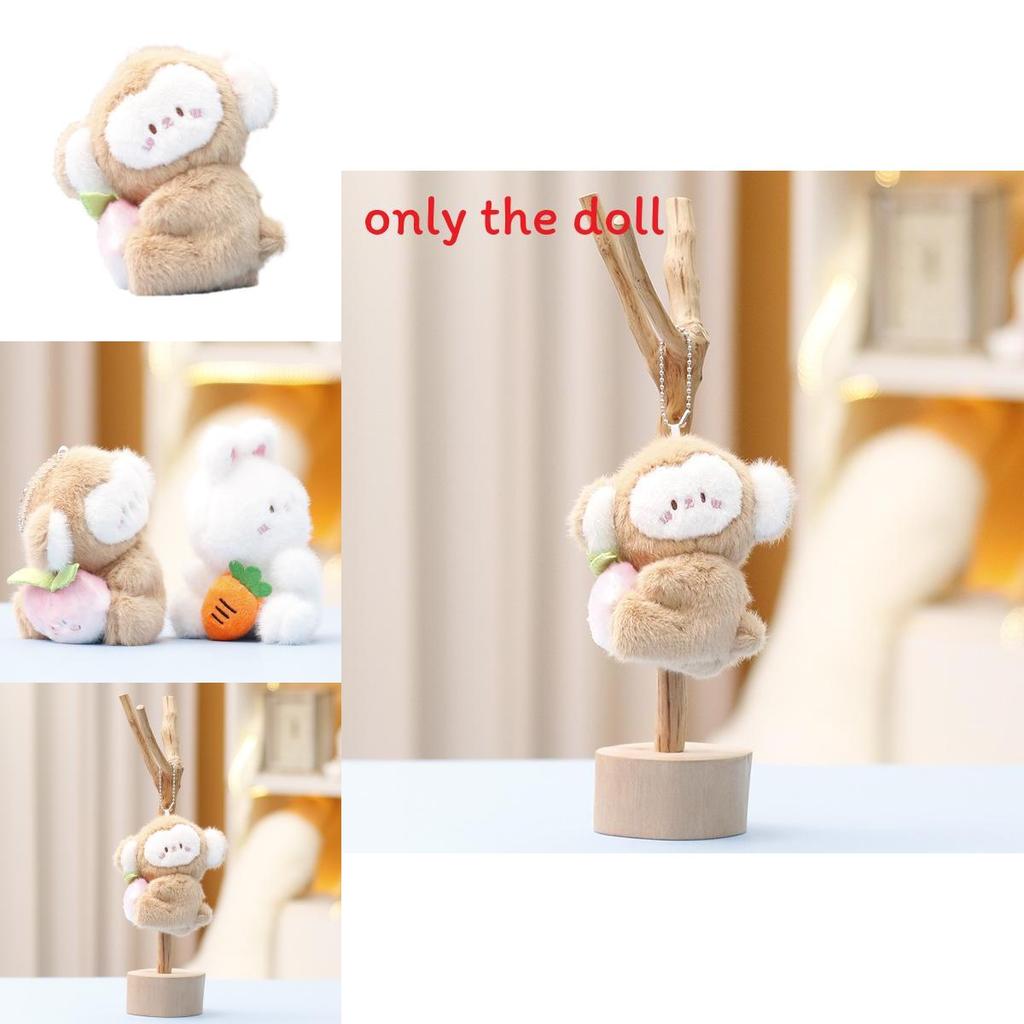 Monkey And Rabbit Plush Keychain With Carrot Peach Design For Girls Gift And Collectible Fun