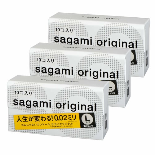 [Bulk Purchase Set] Sagami Original 002 Condom Thin Polyurethane 0.02mm L Size 10 Pieces X 3 Packs