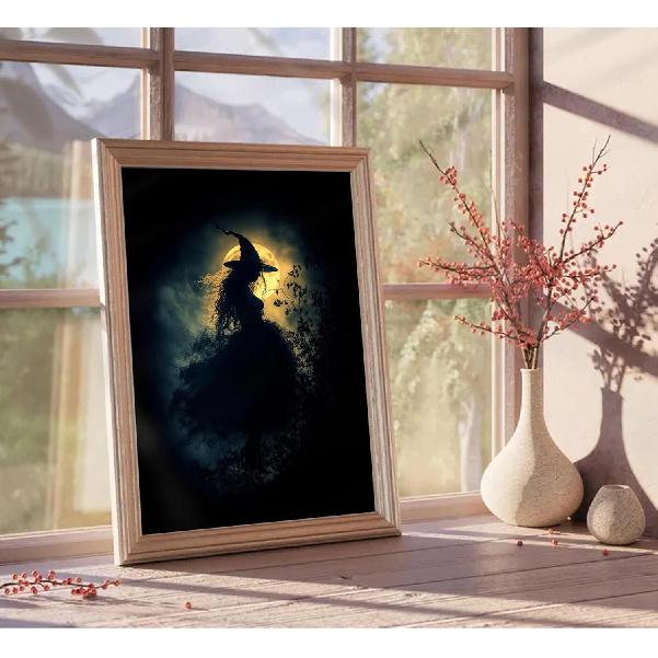 3 Pcs Vintage Witches Wall Art Witch in The Fores Halloween Painting Picture Wall Decor Gothic Dark Academia Poster Print Artwork for Gallery Party