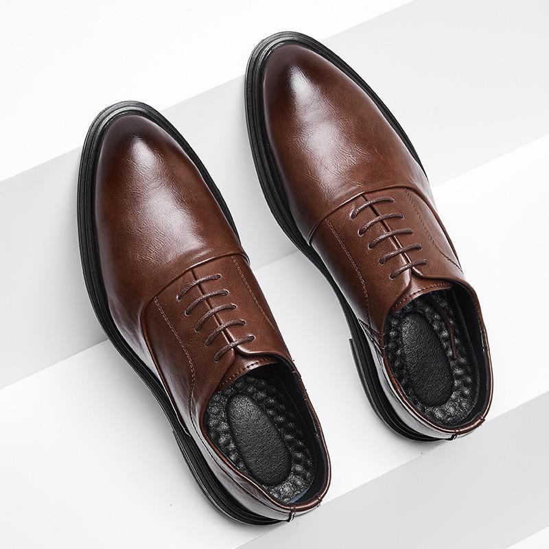 Business Dress Black Korean Version Trend Leather Shoes Men'S British Trend Lace-Up Youth Casual Shoes 3018-X