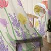 Plante Tulip Lavendel Blomst Skjøre Vinduskardiner For Stue Kjøkken Barnerom Voile Hengegardin