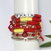 2026 Football Bracelet Set For Soccer Fan With Team Color And Football Charm Elastic Wristband