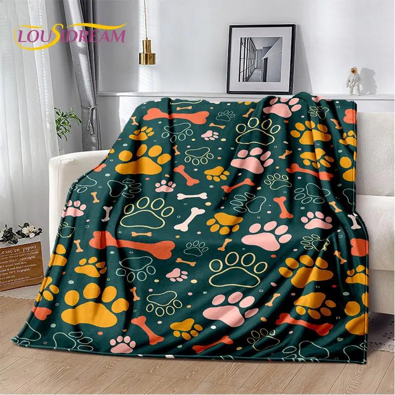 Pets Footprint Sole Series 3D Soft Plush Blanket, cobertor de flanela para sala de estar, quarto, cama, sofá, piquenique, capa para crianças