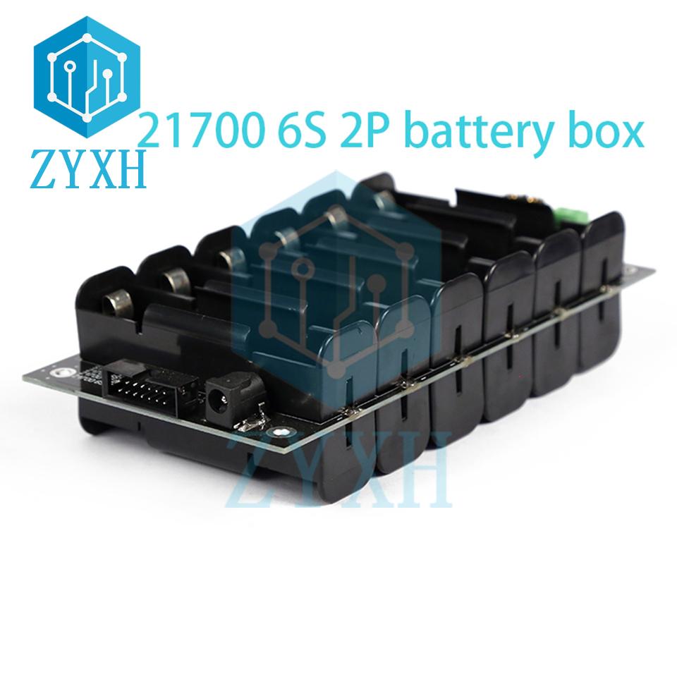 BMS 6S 21700 Battery Case 1P 2P Power Wall Power Bank Box Holder With 40A Balancer Charging Board For Ebike/UPS