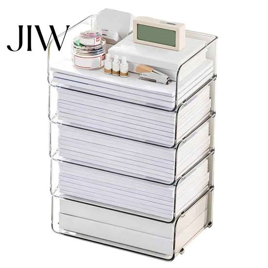 Clear Plastic Storage Bin Paper Organizer Letter Tray, Acrylic Stackable Desk File Organizer, Office Supplies Holder Sorter for Documents, Files,