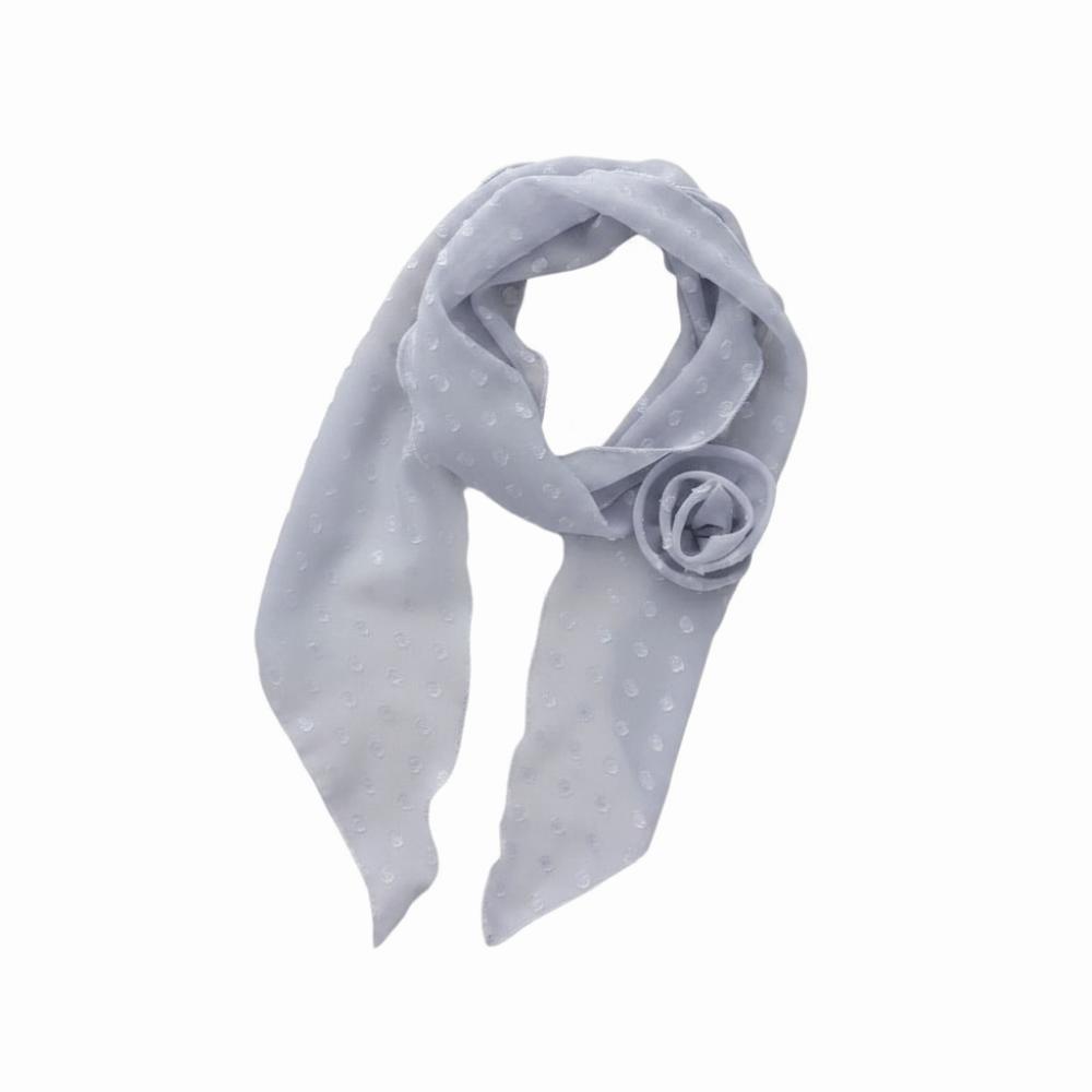 Bow Ties Polka Dots Scarf Thin Long Ribbon Scarves Retro Flower Long Silk Scarf Summer фиолетовый