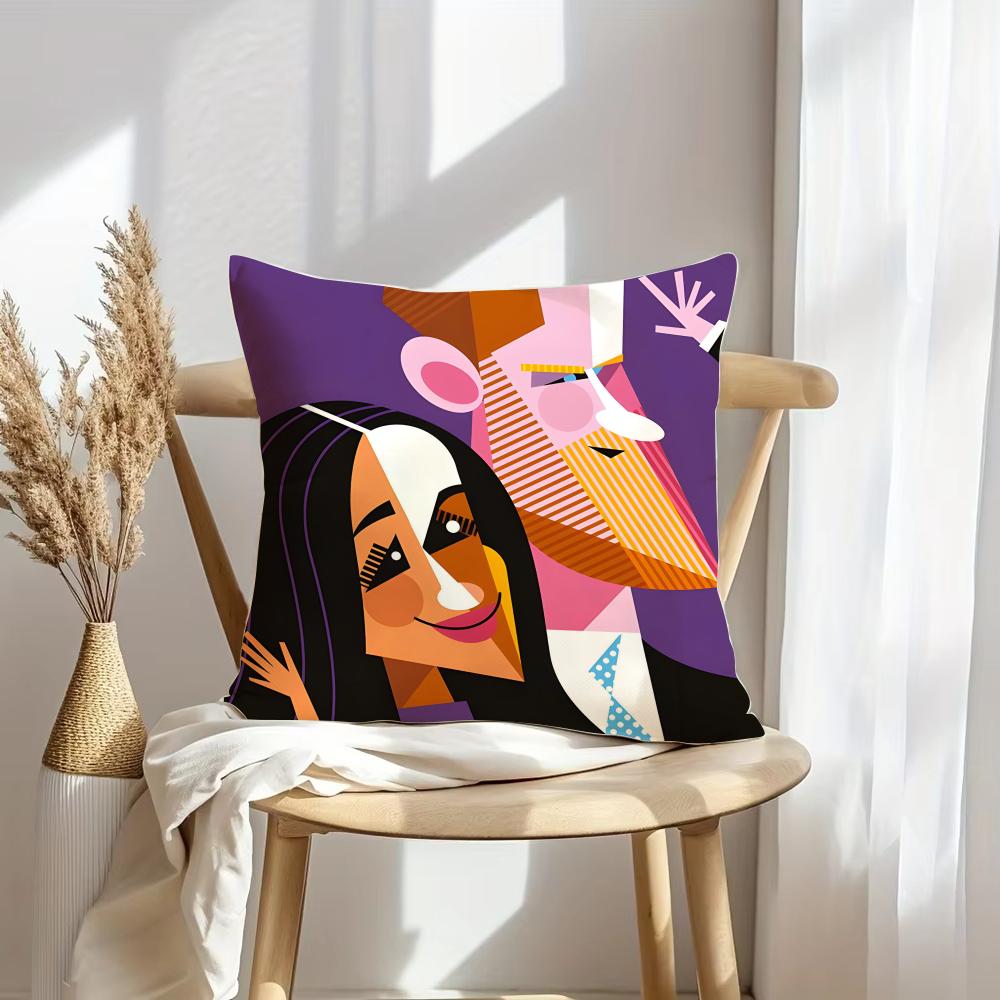 Abstract Cartoon Characters Cushion Cover Pillowcase Ultra Soft Skin Friendly Fabric Cloud Like Comfort & Concealed Zipper