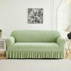 1 PC Jacquard Sofa Cover with Skirt Splash Can Be Easily Removed Couch Cover Protector of Bench with Armrest Plant Pattern