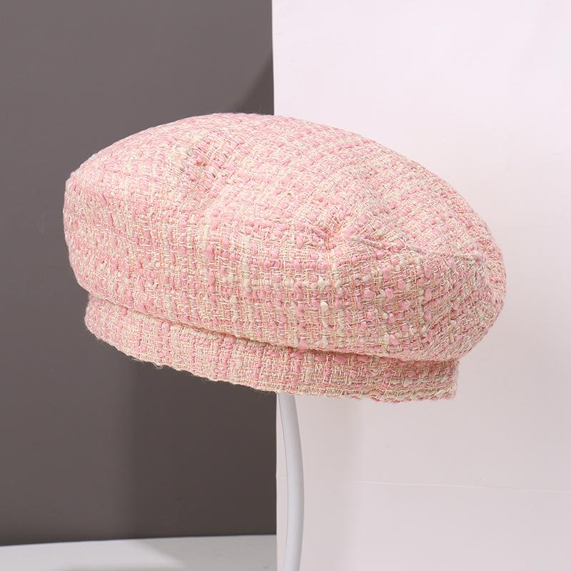 Letter embroidery beret children's fashion face small versatile autumn and winter warm painter hat newsboy hat