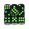 Set di 10 dadi neri rotondi da 16 mm in acrilico a 6 facce con pallini colorati per giochi da tavolo